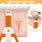 kmaier Baby Bassinet Sleeper, 6-Section Height Adjustable Crib, Foldable Portable Crib Side Sleeper with Wheels - Pink