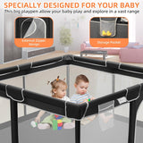 kmaier Baby Playpen, Large Travel Fence , 360° Visibility Baby Playpen,for Toddler,Black