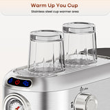 Espresso Machine, 20 Bar Compact Espresso Maker with Steam Milk Frother, Stainless Steel Expresso Machines for Home, 34oz Removable Water Tank for Latte, Cappuccino, Silver