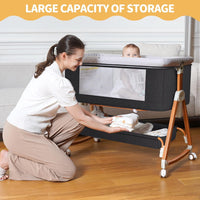 kmaier Bassinet Bedside Sleeper Adjustable Height with Breathable Mesh,for Newborns-Dark Gary