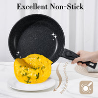 SODAY 5PCS Pot and Pans Set, Non-stick Kitchen Cookware Set, Detachable Moving Handle, Healthy Non Stick RV Cookware Set The Best Choice for Kitchen Cooking-Black