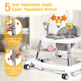 XIOYIG 5 in 1 Baby Walker, Music and Lights Walker for Baby Boy Girls 6-18 Months, Foldable Baby Walkers with Wheels and Bouncer Combo Portable, Toddler Infant Walker with Adjustable Height