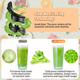 DARKIRON Cold Press Juicer, Masticating Juicer with 5.8" Wide Feed Chute, 350w Slow Juicer Machines Fit Whole Vegetables and Fruits,Juice Extractor Machine with High Juice Yield, Easy to Clean (Pink)