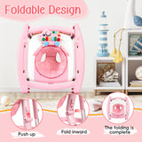 Wolfcode 5-in-1 Music and Lights Baby Walker Foldable with 5 Adjustable Heights, Baby Walker with Wheels and Bouncer Combo Portable, Infant Toddler Walker for Baby Boy Girls 6-18 Months