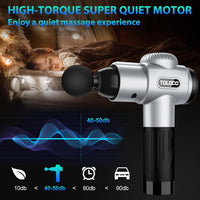 Massage Gun, Deep Tissue Back Massage for Athletes for Pain Relief, Percussion Massager with 10 Massages Heads & Silent Brushless Motor, Silver