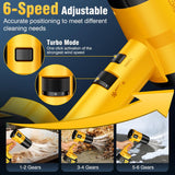 YOOVL Leaf Blower Cordless, Handheld Leaf Blower with 2 X 4.0Ah Battery and Charger, 6 Speed Modes, Lightweight Blowers for Lawn Care, Patio, Yard, Dust,Blowing Leaves,Snow,Yellow
