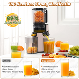 DARKIRON Cold Press Juicer, Masticating Juicer with 5.4" Wide Feed Chute, 350w Slow Juicer Machines Fit Whole Vegetables and Fruits,Juice Extractor Machine with High Juice Yield, Easy to Clean(Pink)