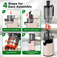 Aumpkin Cold Press Juicer, Masticating Juicer with 5.4" Wide Feed Chute, 350w Slow Juicer Machines Fit Whole Vegetables and Fruits,Juice Extractor Machine with High Juice Yield, Easy to Clean(Pink)