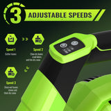 DARKIRON Leaf Blower Cordless,2 x 5.2 Ah Batteries & Charger, Up to 650CFM/280MPH, 3 Variable Speed, Powerful Leaf Blower for Blowing Leaves, Lawn Care, Dust and Snow (Green)
