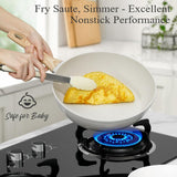 Soday 17 Pcs Pots and Pans Set Non Stick Kitchen Cookware Sets Granite Cooking Tools with Stay-Cool Handles Silicone Tools, Pot Protectors,White