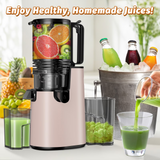DARKIRON Cold Press Juicer, Masticating Juicer with 5.4" Wide Feed Chute, 350w Slow Juicer Machines Fit Whole Vegetables and Fruits,Juice Extractor Machine with High Juice Yield, Easy to Clean(Pink)
