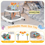 XIOYIG 5 in 1 Baby Walker, Music and Lights Walker for Baby Boy Girls 6-18 Months, Foldable Baby Walkers with Wheels and Bouncer Combo Portable, Toddler Infant Walker with Adjustable Height
