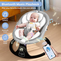 kmaier Baby Bouncer, 5 Speeds, 10 Lullabies, Adapter and Battery Powered, Indoor and Outdoor Use, Gray