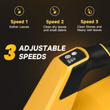 YOOVL Leaf Blower Cordless 650CFM Electric Leaf Blowers with 2 x 5.2Ah Batteries and Charger, 3 Speed Modes, 1 x Adjustable Shoulder Strap, Powerful Blowers for Lawn Care, Patio, Dust, Blowing Leaves Yellow