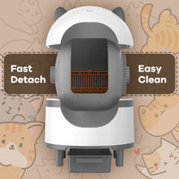 Self-cleaning cat litter box for multiple cats, smart automatic cat litter box with Wifi APP control, 68L large capacity(Gray)