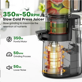 Aumpkin Cold Press Juicer, Masticating Juicer with 5.4" Wide Feed Chute, 350w Slow Juicer Machines Fit Whole Vegetables and Fruits,Juice Extractor Machine with High Juice Yield, Easy to Clean(Pink)