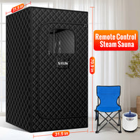 LWQ Portable Sauna Box Designed for Home Use, Sauna with 5 Min Fast Heating &9 Levels Heat, 2.6L 1kW Steamer and Remote Control , Ideal for Private SPA Experience, 2.6’ x 2.6’ x 5.9’ (Cotton, Black)