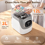 NIRGU All-in-One Fully Automatic Baby Bottle Washer,Cleaner,Sterilizer & Dryer with 72-Hour Odor-Free Storage,Large Double-Layer Capacity,Gray White