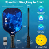 MTEN Pickleball Paddles, USAPA Approved Pickleball Paddles Set of 2, Fiberglass Surface Pickleball Set, 2Pickleball Rackets, 4 Pickleball Balls, 2Grip Tapes & Carry Bag for Men Women