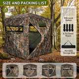 TLC Sport Hunting Blind with Carrying Bag, 270/360 Degree See Through Ground Blind, Pop Up Hunting Blind Portable Concealed Camouflage Tent for 2/3/4 Person, Camouflage