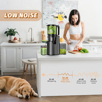 LQZ Cold Press Juicer, Masticating Juicer with 5.4" Wide Feed Chute, 350w Slow Juicer Machines Fit Whole Vegetables and Fruits with High Juice Yield, Easy to Clean (Black)