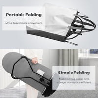 kmaier Baby Bouncer, Portable Baby Bouncer Seat for Babies 0-18 Months, 100% Cotton Fabrics, 3 Modes of use with Rocker and Stationary Options, Infant Rocker Chair with Hanging Toys-Light Grey