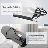 kmaier Baby Bouncer, Portable Baby Bouncer Seat for Babies 0-18 Months, 100% Cotton Fabrics, 3 Modes of use with Rocker and Stationary Options, Infant Rocker Chair with Hanging Toys-Light Grey