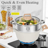Soday 17 Pcs Pots and Pans Set Non Stick Kitchen Cookware Sets Granite Cooking Tools with Stay-Cool Handles Silicone Tools, Pot Protectors,White