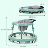 kmaier Baby Walker, Foldable, 9 Adjustable Heights, for 7-18 Months, Portable Anti-Rolling Baby Walker with Wheels-Green