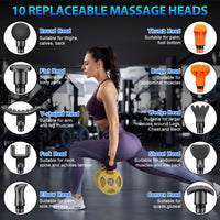 Massage Gun, Deep Tissue Back Massage for Athletes for Pain Relief, Percussion Massager with 10 Massages Heads & Silent Brushless Motor, Silver