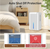 DARKIRON Dehumidifier for Home, 1000 Sq.Ft Quiet Dehumidifier with Auto Shut Off & 7 Color Ambient Light, Ideal for Livingroom Bedroom Basement (White)