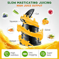 Aumpkin Cold Press Juicer, Masticating Juicer with 5.4" Wide Feed Chute, 350w Slow Juicer Machines Fit Whole Vegetables and Fruits,Juice Extractor Machine with High Juice Yield (Iron Gray)