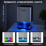 ToLife Dehumidifiers for Home 30 OZ Water Tank with Auto-Off 500 sq.ft Portable Small Dehumidifier for Bathroom Bedroom RV Closet Room 7 Colors LED Light, Silver