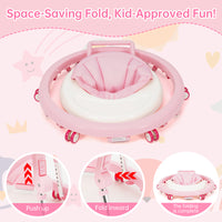 kmaier Baby Walker, Foldable, 9 Adjustable Heights, for 7-18 Months, Portable Anti-Rolling Baby Walker with Wheels - Pink