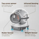 Self-cleaning cat litter box for multiple cats, smart automatic cat litter box with Wifi APP control, 68L large capacity(Gray)