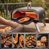 WOOCIT 12" Multi-Fuel Outdoor Pizza Oven – Reaches 720°F, Versatile Wood or Propane Gas Pizza Oven with Pizza Stone & Peel, Portable for Backyard, Camping & Tailgating (Propane Burner Sold Separately)