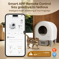 Cumrige Automatic Cat Litter Box Self Cleaning, 95L Self Cleaning Litter Box Large Capacity for Multiple Cats, App-Controlled with Safety Sensors, Removable Washable Liner,2 Rolls Garbage Bags