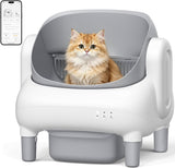 MusingFairy Automatic Litter Box,Self Cleaning Cat Litter Box with App Control, Open-Top Large Space, Dual Safety Sensors, Ultra-Quiet, for Multiple Cats, Light Gray