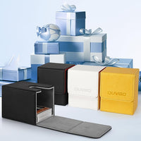 QUVGO 4 Pack Card Deck Box for 400+ Single-Set Cards with 8 Dividers, Durable Leather Commander Deck Box Fit for MTG, TCG, 4 Colors