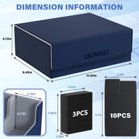 QUVGO Trading Card Storage Box for 1800+, Leather Storage Box with Strong Closure, Card Box with 10 Dividers and 3 Foam Stoppers, Commander Deck Box Fit YuGiOh, MTG and Sport Cards, Navy Blue