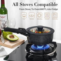 SODAY 5PCS Pot and Pans Set, Non-stick Kitchen Cookware Set, Detachable Moving Handle, Healthy Non Stick RV Cookware Set The Best Choice for Kitchen Cooking-Black