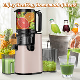 DARKIRON Cold Press Juicer, Masticating Juicer with 5.8" Wide Feed Chute, 350w Slow Juicer Machines Fit Whole Vegetables and Fruits,Juice Extractor Machine with High Juice Yield, Easy to Clean (Pink)