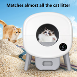 DOJOAO Self Cleaning Litter Box, Large Capacity Automatic Cat Litter Box Self Cleaning for Cats, App Control,Safety Protection, 2 Roll Garbage Bags,White & Grey