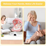 NIRGU Baby Swing for Infants, Unisex Baby Bouncer, Bluetooth Music , 5 Sway Speeds, 10 Lullabies with App Remote Control，for 0-18 months，Pink
