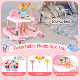 Wolfcode 5-in-1 Music and Lights Baby Walker Foldable with 5 Adjustable Heights, Baby Walker with Wheels and Bouncer Combo Portable, Infant Toddler Walker for Baby Boy Girls 6-18 Months