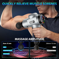 Massage Gun, Deep Tissue Back Massage for Athletes for Pain Relief, Percussion Massager with 10 Massages Heads & Silent Brushless Motor, Silver