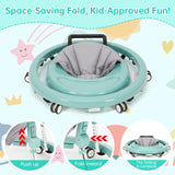 kmaier Baby Walker, Foldable, 9 Adjustable Heights, for 7-18 Months, Portable Anti-Rolling Baby Walker with Wheels-Green