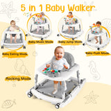 XIOYIG 5 in 1 Baby Walker, Music and Lights Walker for Baby Boy Girls 6-18 Months, Foldable Baby Walkers with Wheels and Bouncer Combo Portable, Toddler Infant Walker with Adjustable Height