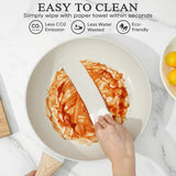 Soday 17 Pcs Pots and Pans Set Non Stick Kitchen Cookware Sets Granite Cooking Tools with Stay-Cool Handles Silicone Tools, Pot Protectors,White
