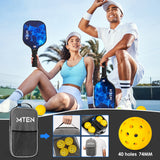 MTEN Pickleball Paddles Set of 2, USAPA Approved Fiberglass Surface Pickleball Set with 2 Pickleball Rackets, Pickle Ball Paddle Set for Beginners & Pros